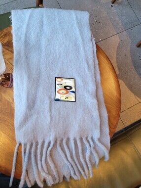 ERDOS Light Blue Brushed Wool Blend Scarf Fringe Pastel Soft Winter Wrap